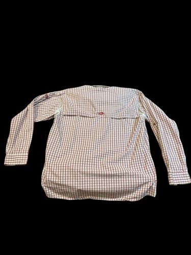 Men’s Drake Waterfowl Long Sleeve Plaid Shirt| Men’s Sz Large Red & White - Picture 1 of 8