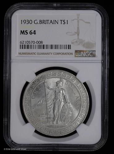 1930 T$1 Great Britain Silver Trade Dollar NGC MS 64