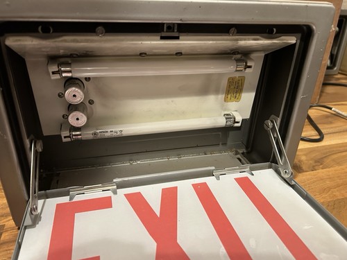 Vintage MCM 60’s Fluorescent Lighted Exit Sign Fixture Day-Brite Co Pre Heat - Picture 4 of 9