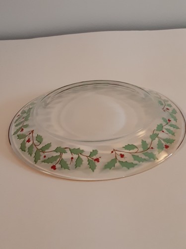 Vtg Arcoroc France Lot 7 Christmas Holly Clear Glass Plates Salad Dessert 8” - Picture 9 of 9