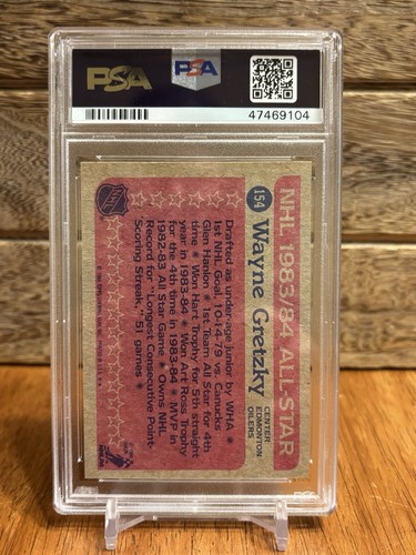 1984 TOPPS #154 WAYNE GRETZKY ALL-STAR PSA 7 NM Edmonton Oilers Hockey Card - Picture 6 of 10