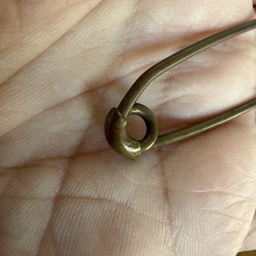 Vintage Large Safety Pin Metal Brass 3” - Picture 2 of 5