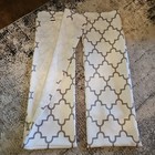 Two Panels Half Moon Window Curtains White w/Grey 52" x 84"