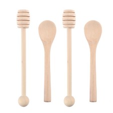 4Pcs Honey Mixing Spoon Wooden Honey Dipper Sticks for Parties