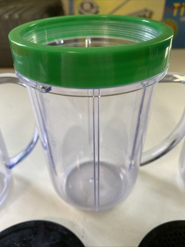 Magic Bullet Cup Set With Lip Rings To-Go Cap Set Of 3 And 2 Strainers EUC - Picture 3 of 6