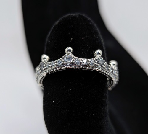 925 Sterling Silber CZ Krone Ring Damen funkelndes Diadem Band Größe 7 Geschenk 🎁