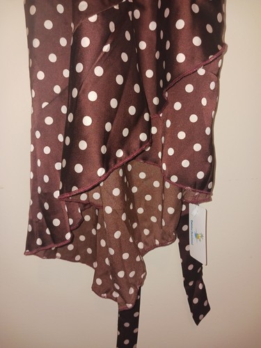 Beachsissi NWT Brown/White Polka Dot Long Beach Dress Size L Pretty Woman Vibes - Picture 2 of 4
