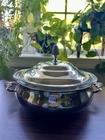 Vintage Sheffield Silver Plated Serving Dish Pyrex Glass Insert