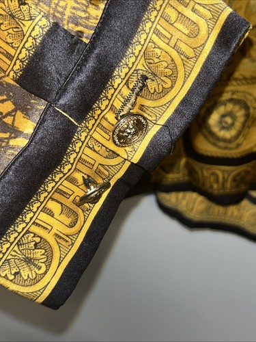 VINTAGE MEN'S MONZINI ITALY 100% SILK SHIRT BAROQUE WITH PUMA SIZE 2XL - Picture 5 of 16