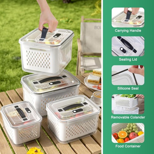 6PCS Large Fruit Containers for Fridge - Airtight Food Storage Containers wit... - Picture 5 of 7