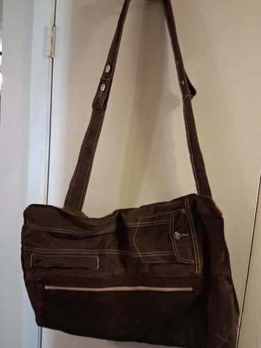 Homemade Heavy duty Messenger Carry-on Tote Travel Bag Chocolate W/Packets Strap - Picture 2 of 4