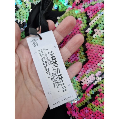 nastygal Premium Multicolor Sequin Cut Out Blazer Dress size 6 rrp £89 - Picture 4 of 6
