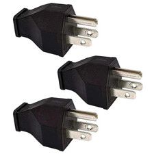 3-Pack 15A 125V Straight Replacement Plug 3-Wire Male Extension Cord