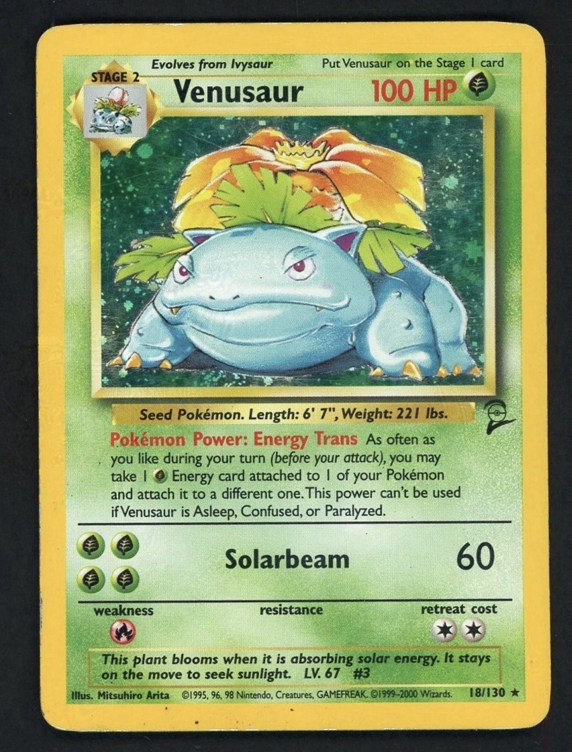 Venusaur Holo Rare 18/130 Pokemon Base Set 2 English WOTC LP