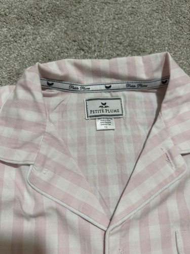 Petite Plume Girls Twill Pajama Shirt Shorts Set Pink Gingham Size 12 - Picture 4 of 4