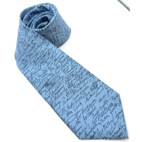 Corbata de Seda Josh Bach Novedad Declaración Independencia Estampado Azul 3.5 x58 Corbata - Imagen 2 de 7