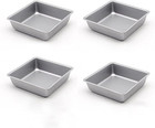 Flunyina 4 Inches Non-Stick Square Cake Pans Set of 4 Carbon Steel Cake Molds fo