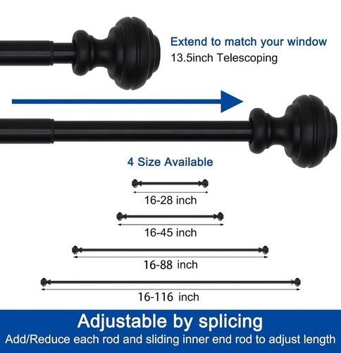 Gardinenstangen für Fenster 16-116 Zoll, 3/4 Zoll Schwerlast verstellbar... - Bild 2 von 6