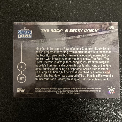 2019 TOPPS NOW WWE #69 THE ROCK AND BECKY LYNCH SmackDown debut on FOX - Picture 2 of 2