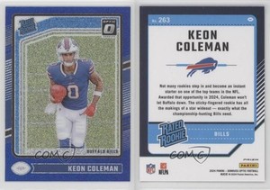2024 Panini Donruss Optic Rated Blue Glitter Prizm Keon Coleman #263 Rookie RC