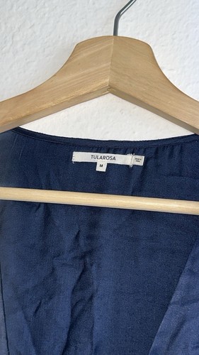 Vestido Tularosa Satinado Elegante Azul Marino Cuello en V Manga Larga Talla M - Imagen 4 de 7