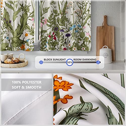  Floral Rustic Kitchen Tier Curtains - Flower 28"W x 36"L (Pack of 2) Floral 1 - Picture 4 of 5