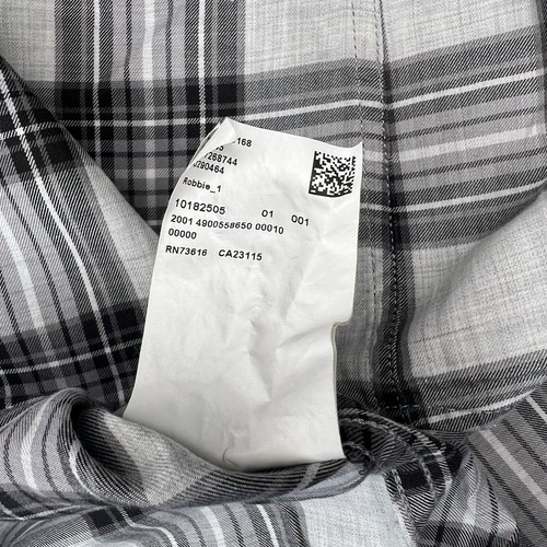 Hugo Boss Men's Large Slim Fit White/Black Plaid Dress Shirt - Picture 12 of 18