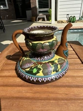 Antique Wileman & Co Foley England Intarsio Teapot NoLid 1890/1900s Hand Painted