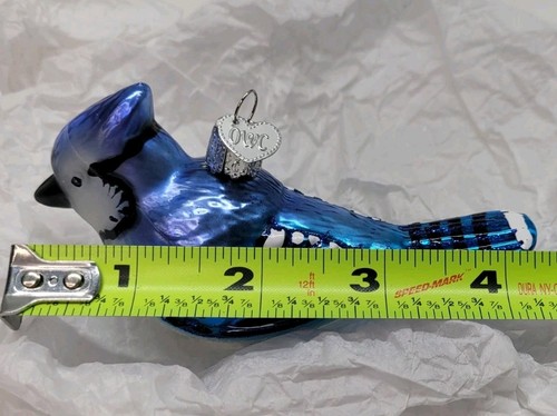3 Blue Jay Old World Christmas Blown Glass Ornaments Bluejay Bird Holiday OWC - Picture 8 of 11