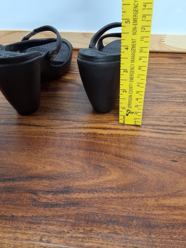 Crocs Cyprus Womens Size 6 Chunky High Heels Slip on Strappy Sandals Black - Picture 5 of 7