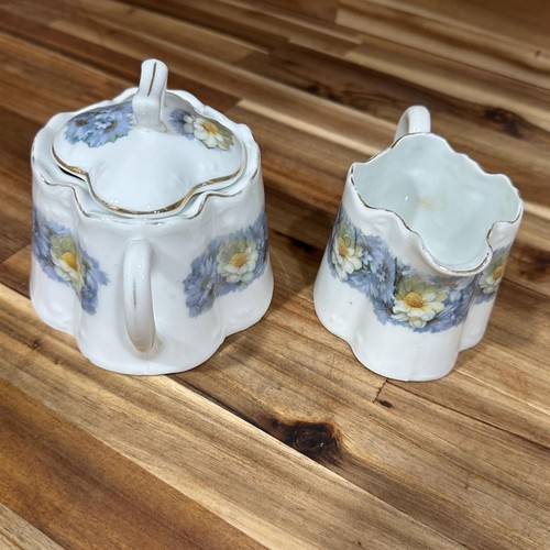 Vtg Bavarian ZS & Co Floral Art Nouveau Creamer & Lidded Sugar Bowl Germany - Picture 8 of 10