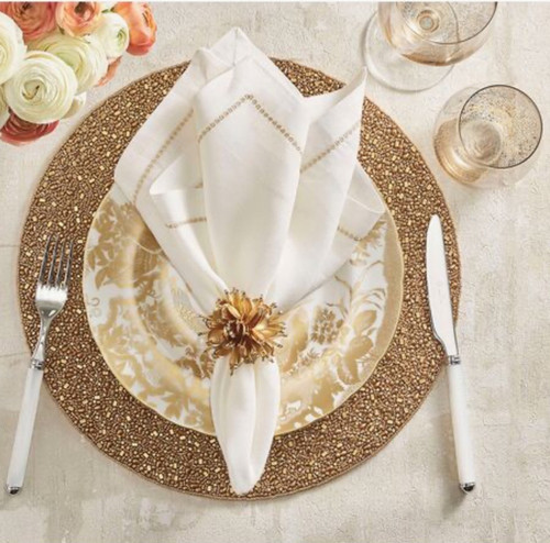 KIM SEYBERT SIX STARBURST GOLD NAPKIN RINGS NWT GORGEOUS