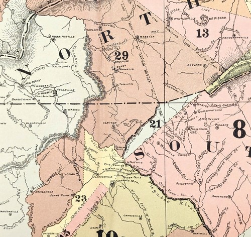 1884 CHEROKEE LANDS Map GEORGIA - NORTH CAROLINA - TENNESSEE - KENTUCKY Original - Picture 6 of 11