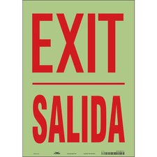 Condor 480M92 Exit Sign, Vinyl, 10" W, 14" H, Exit/Salida, White