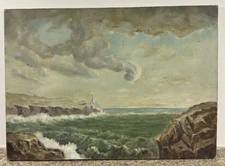 Oil on Canvas Signed French School 20th: View A Berry Finistère Brittany