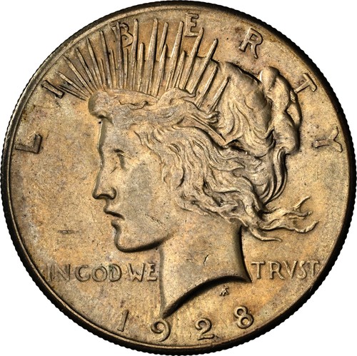 1928 PEACE SILVER DOLLAR NGC AU 55 $1 COIN - Picture 3 of 6