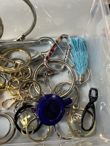 Mixed Keychain Keyring Findings Recycled Lot of 50+ Assorted Pieces Various Size - Picture 2 of 2