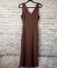Wilfred Aritzia Size 4 Encoulement Jumpsuit Rust Brown Sleeveless Cropped V Neck