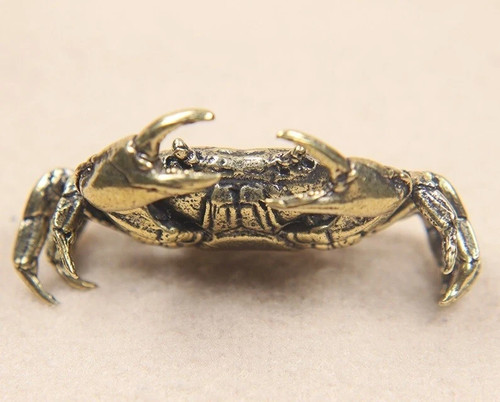 Brass Crab Animal Statue Small Sculpture Tabletop Figurine Home Decor Gifts - Picture 6 of 8