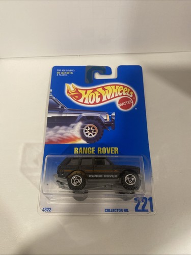 Hot Wheels 1994 RANGE ROVER #221 Black w/ Orange Stripe, Solid Blue Card, 4322 - Picture 3 of 3