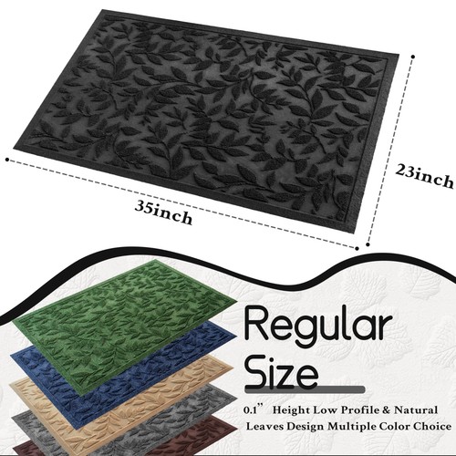 Black Leaves Outdoor Indoor Entrance Doormats, Absorbent Durable Heavy Duty W... - Bild 3 von 9