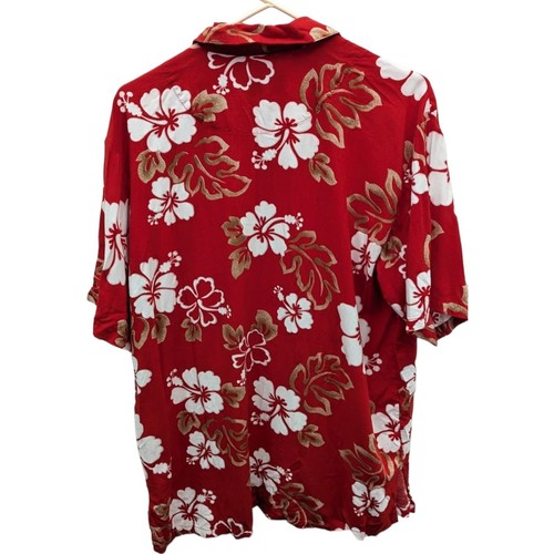 Vintage Merana Mens Red Floral Hibiscus Button Down Hawaiian Shirt Large L - Picture 2 of 4