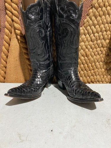 Botas de Vaquero CORRAL Para Hombre Negro Pitón Punta Redonda EE. UU. Hombres Talla 9.5 - Imagen 4 de 7