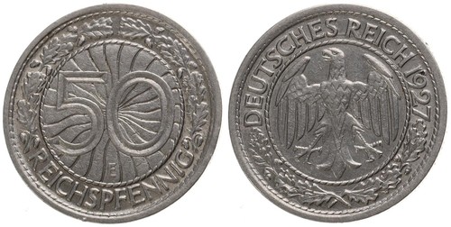 Germany - 50 pfennig German Reich KM# 49 Reichspfennig various years - Picture 4 of 45