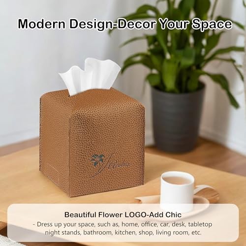 Porta Fazzoletti Copri Fazzoletti Quadrato in Pelle PU per Bagno, Cubo Decorativo - Foto 6 di 7