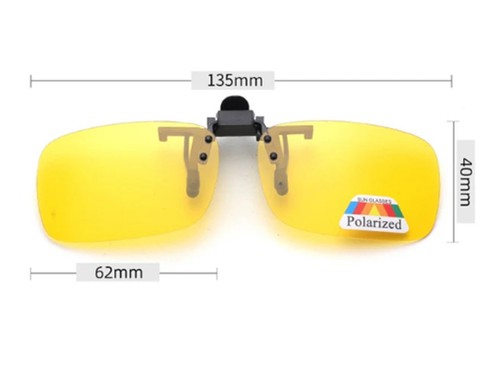 Yellow Clip-On Polarized Night Driving Glasses UV400 Anti-Glare Lens - Picture 6 of 12