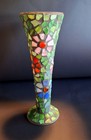 Mosaic Floral Pattern Trumpet Shaped Vase 11.75" Tall Multicolored 