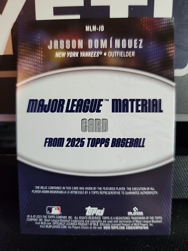 2025 Topps Series 1 - Jason Dominguez - Major League Materials Player Worn Patch - Picture 2 of 2