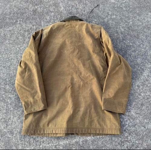 VTG LL Bean Chore Jacket Men's XL Reg Wax Canvas Field Barn Coat Plaid Lined - Picture 2 of 6