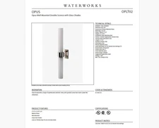 (2) Waterworks Opus Double Sconce Glass Shades Matte Nickel #OPLT02M *PAIR NEW
